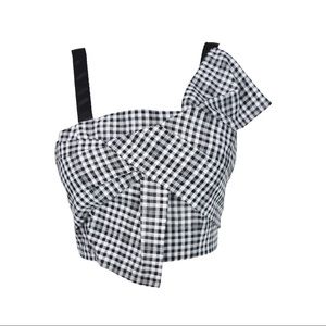 Crop side tie gingham cami
